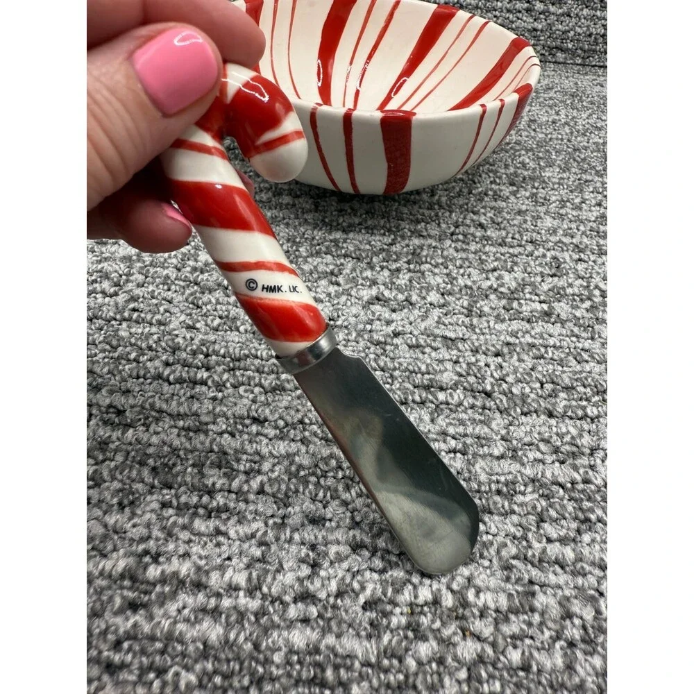 Hallmark Peppermint Dip Bowl With Spreader 5.25